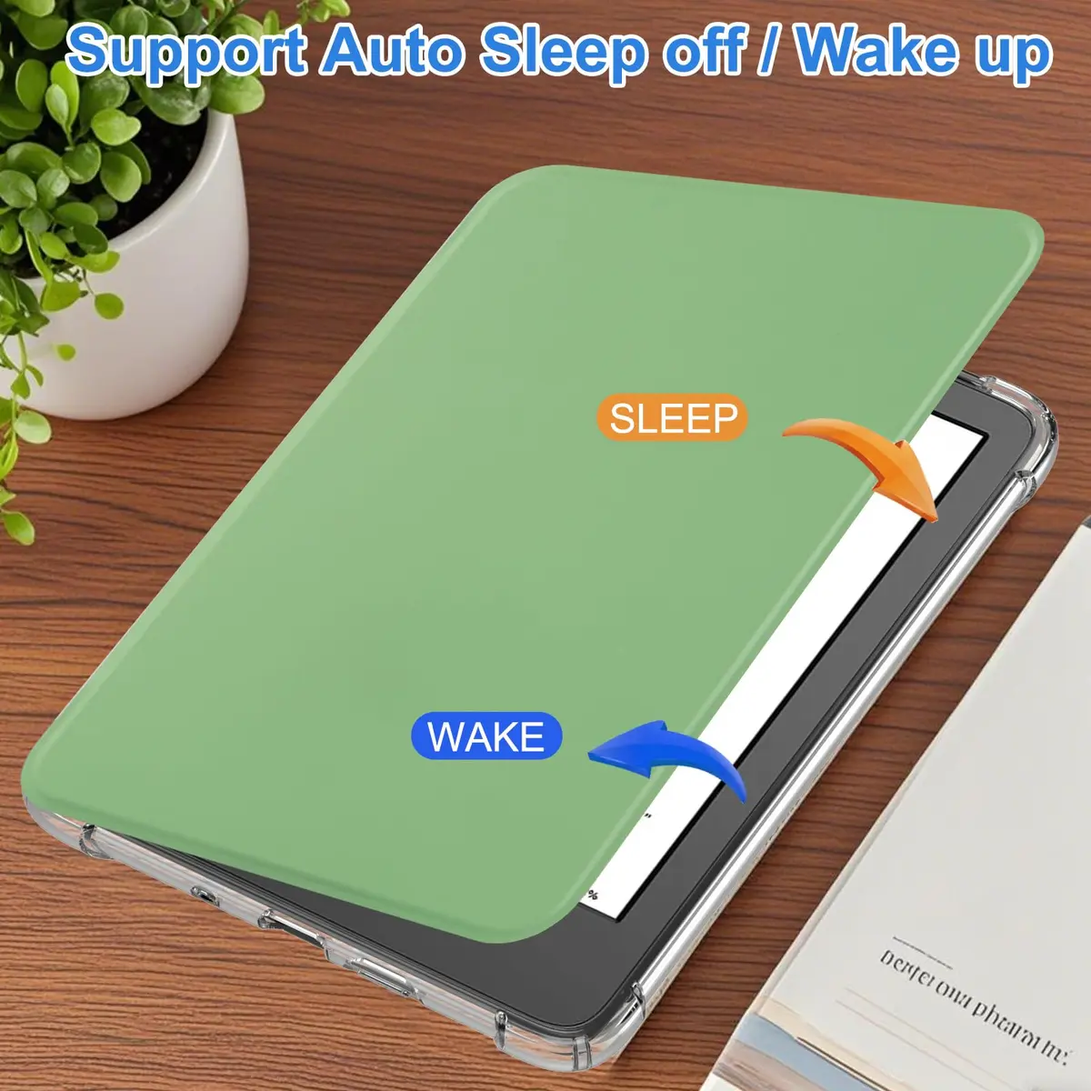 HGWALP Case for 6" Kindle 11th Gen 2024/2022 | Ultra Clear TPU Back Cover with Auto Wake/Sleep - view 2