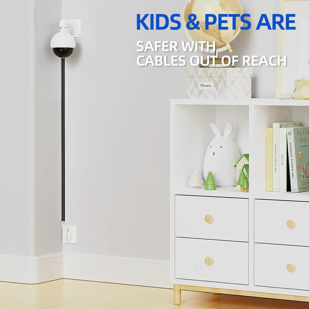 Delamu Mini Cable Wire Hider for Wall, 325 cm (128 in) Black | Conceals Single Thin Cord - view 4