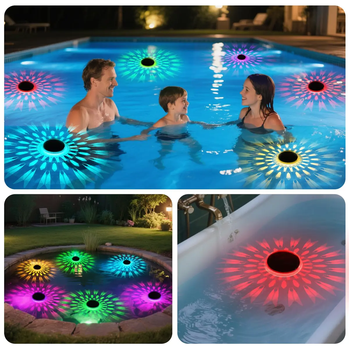 E ENERGETIC LIGHTING Solar Floating Pool Lights 5 Pack | IP67 Waterproof RGBW Color Change Decor - view 7