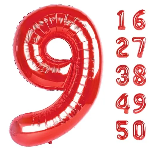 Kelfuoya Red Number 27 Digital Balloon Jumbo Mylar Foil Helium Balloon for Birthday Party Decorations - main product image