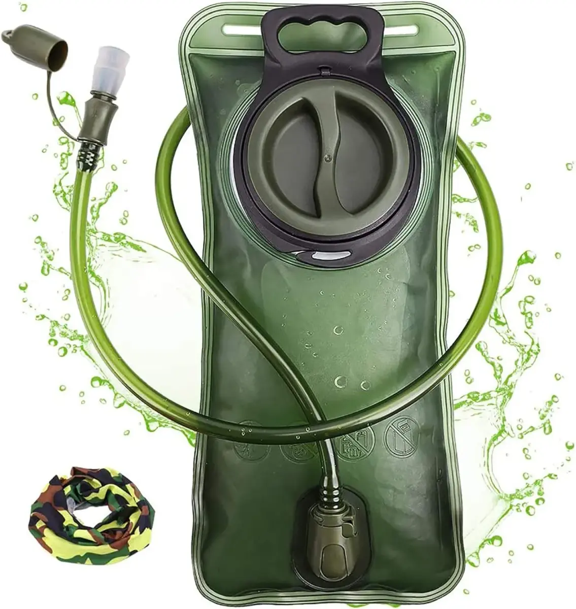 CHERAINTI 2.5L Hydration Bladder | Leak-Proof Water Reservoir for Backpacks, Green - main product image