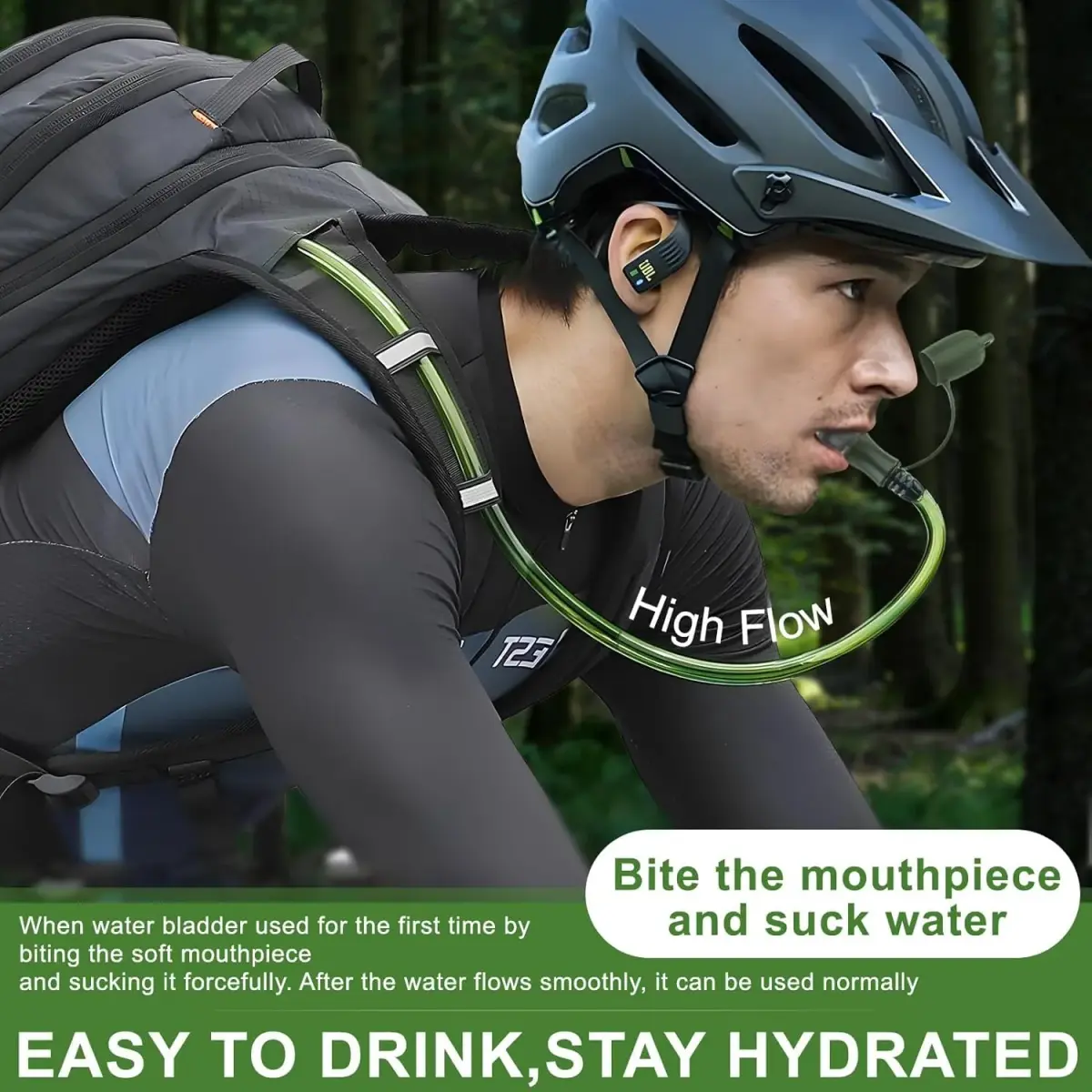 CHERAINTI 2.5L Hydration Bladder | Leak-Proof Water Reservoir for Backpacks, Green - view 6