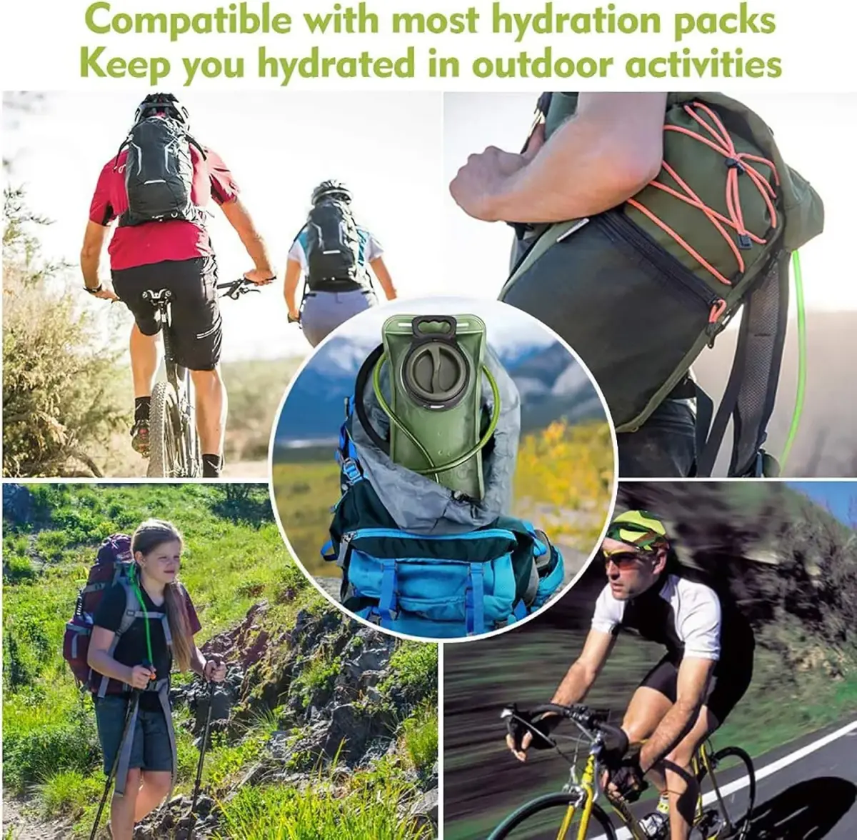 CHERAINTI 2.5L Hydration Bladder | Leak-Proof Water Reservoir for Backpacks, Green - view 7