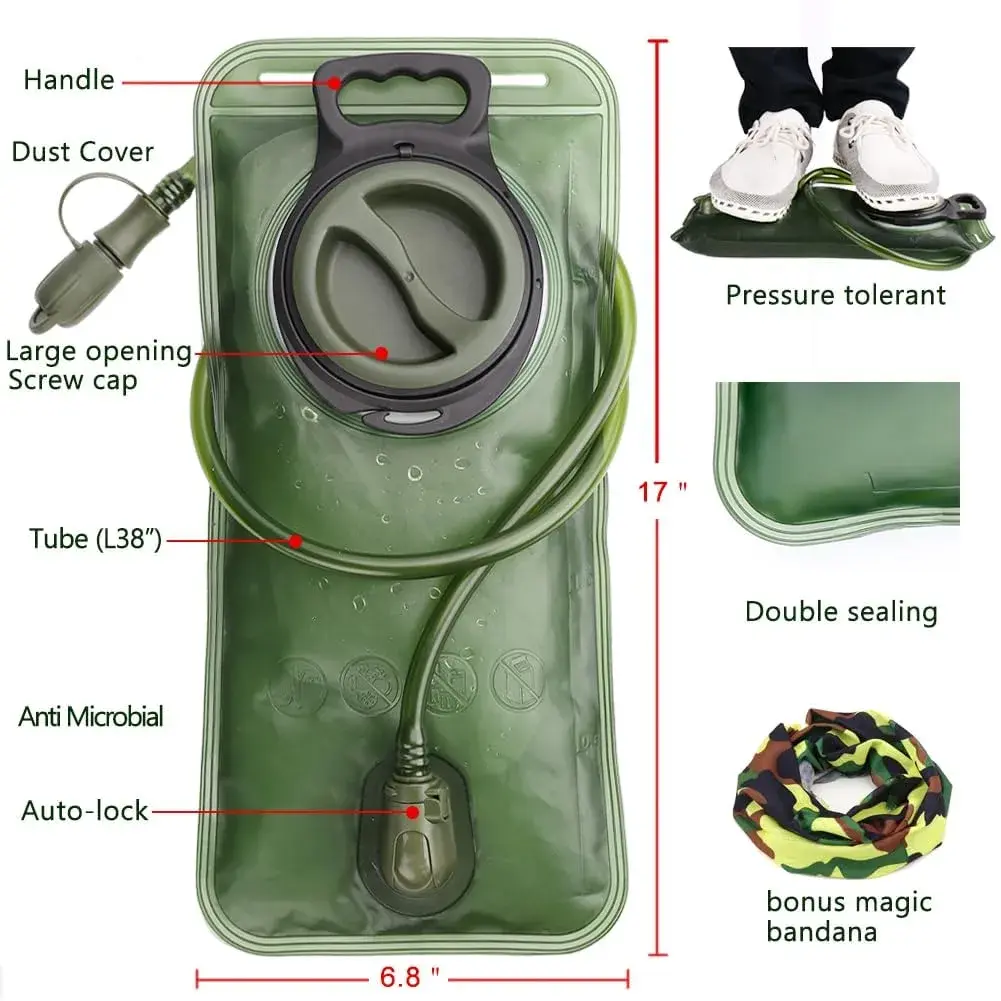 CHERAINTI 2.5L Hydration Bladder | Leak-Proof Water Reservoir for Backpacks, Green - view 2