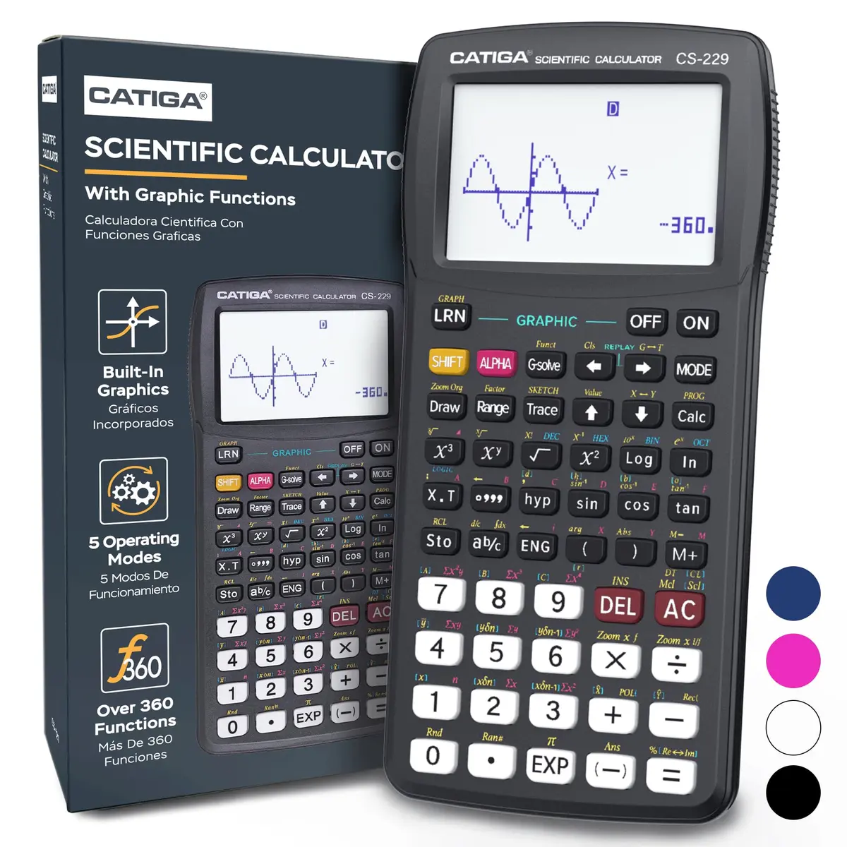 CATIGA Scientific Calculator CS-229 Graphing & Scientific Modes | 12-Digit LCD, Solar & Battery Power - main product image