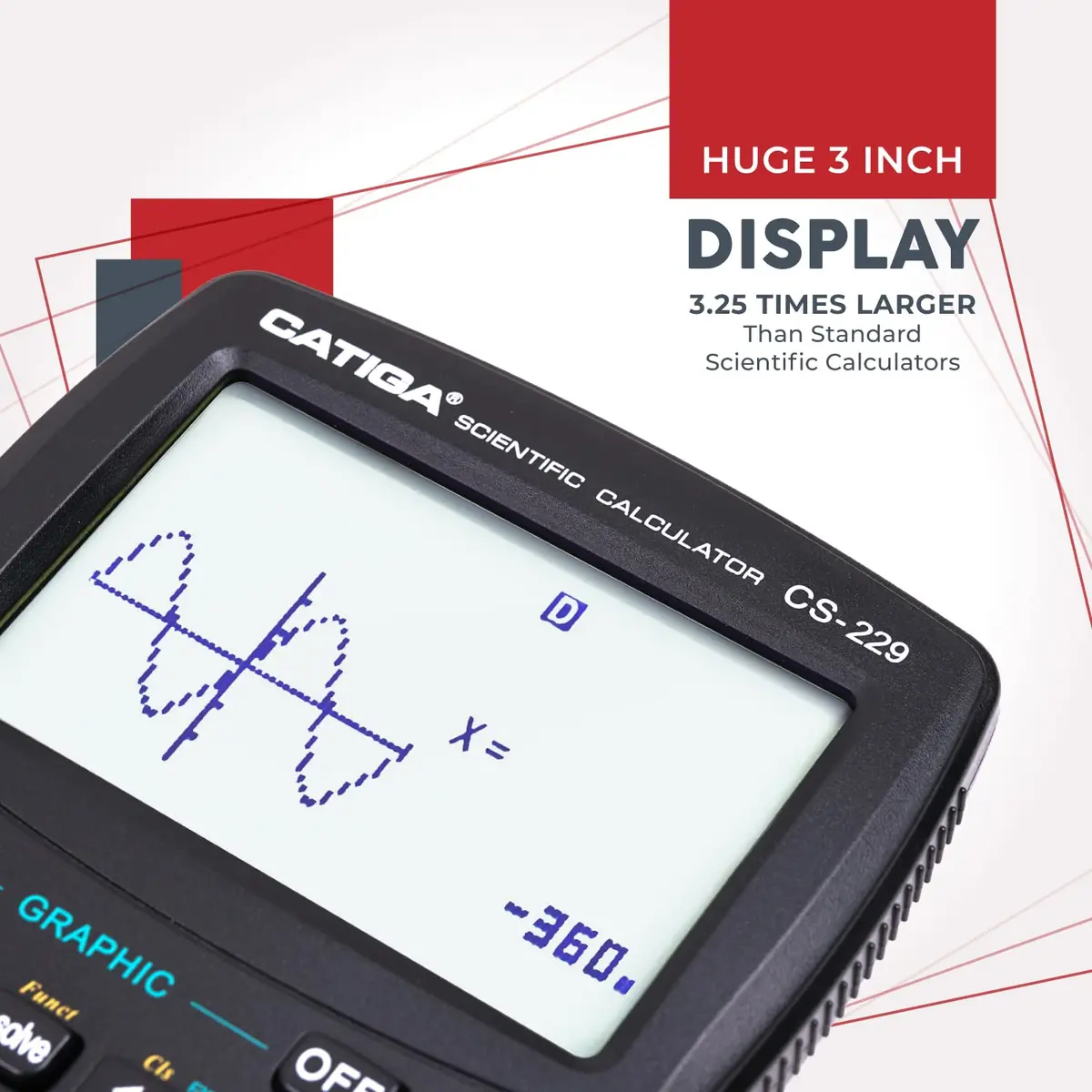 CATIGA Scientific Calculator CS-229 Graphing & Scientific Modes | 12-Digit LCD, Solar & Battery Power - view 6