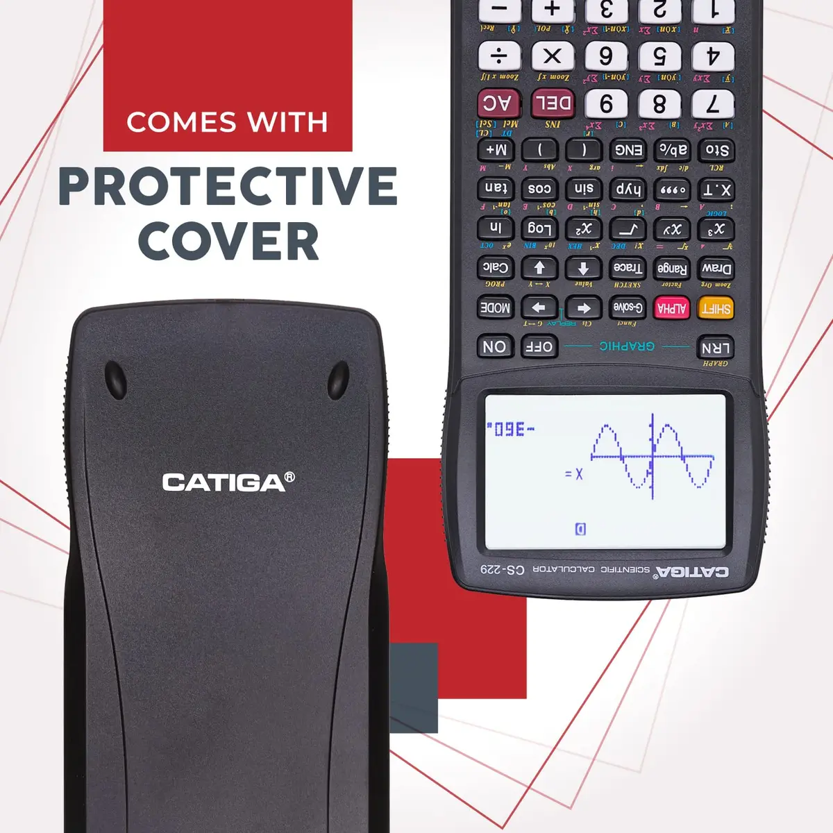 CATIGA Scientific Calculator CS-229 Graphing & Scientific Modes | 12-Digit LCD, Solar & Battery Power - view 7