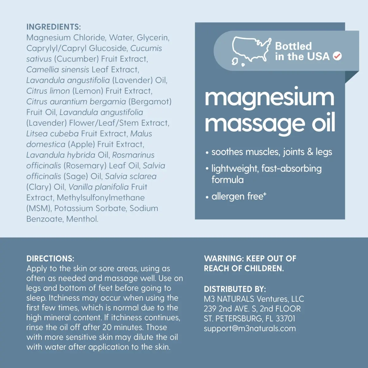 M3 Naturals Magnesium Massage Oil 237ml (8 Fl Oz) | Relieves Sore Muscles & Promotes Sleep - view 6