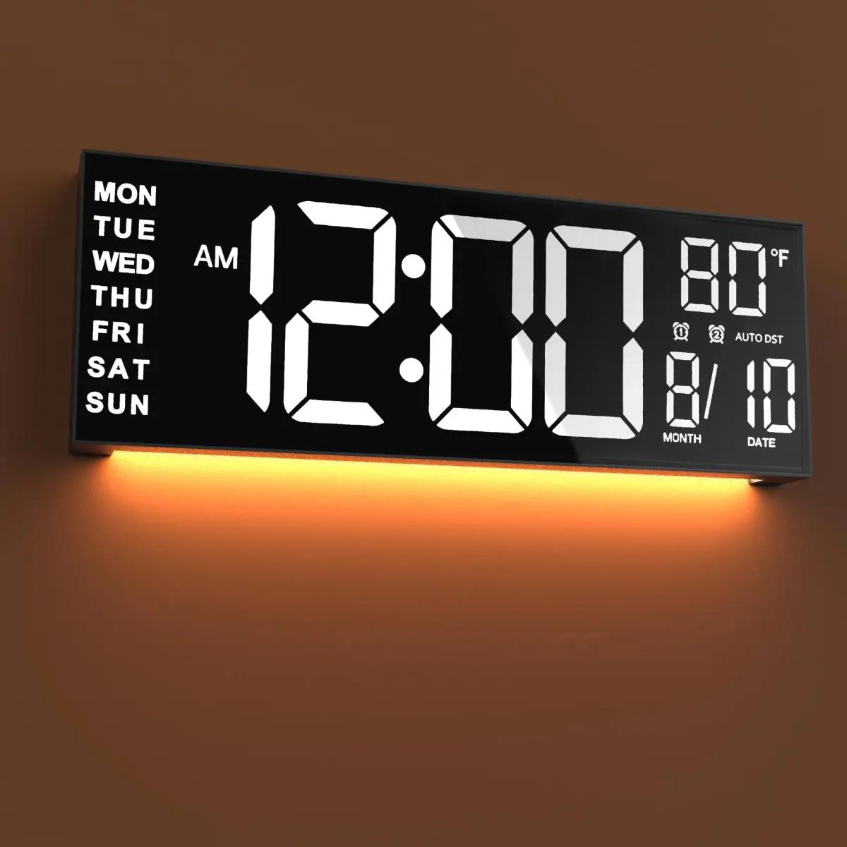 JALL 16-inch White Digital Wall Clock with Date, Day, Temperature & Auto DST - main product image