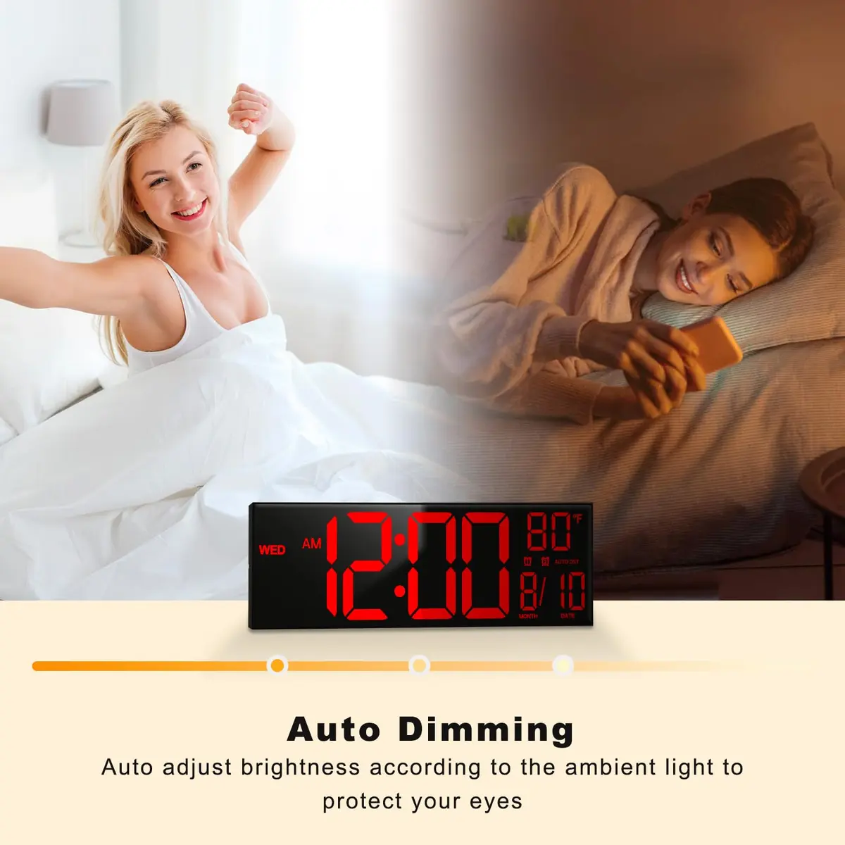 JALL 16" Large Digital Wall Clock with Alarm & Timer | Big LED Display, DST, Temperature, Night Light, Plug-in for Living Room & Classroom - view 5