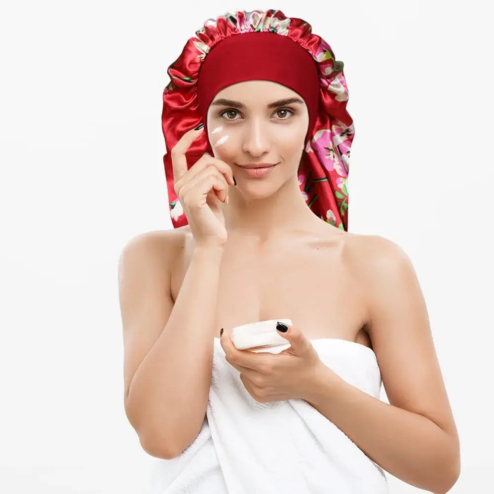 Oumrote Long Satin Bonnet for Women, Sleeping Cap for Long Hair & Braids | 78 cm (30.7 in) Length - view 5