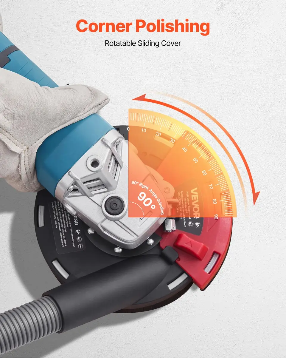 VEVOR Surface Dust Shroud for Angle Grinder 4-5 in | Universal Compatibility with Vacuum Connect - view 3