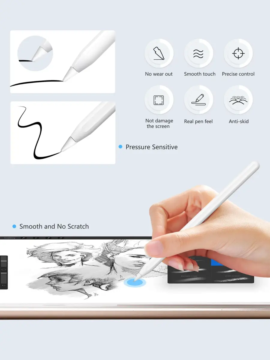 Paiholy Upgraded Metal Apple Pencil Tips 6 Pack with Case | Precise Control, Wear-Resistant Nibs for iPad Pro Pencil - view 2
