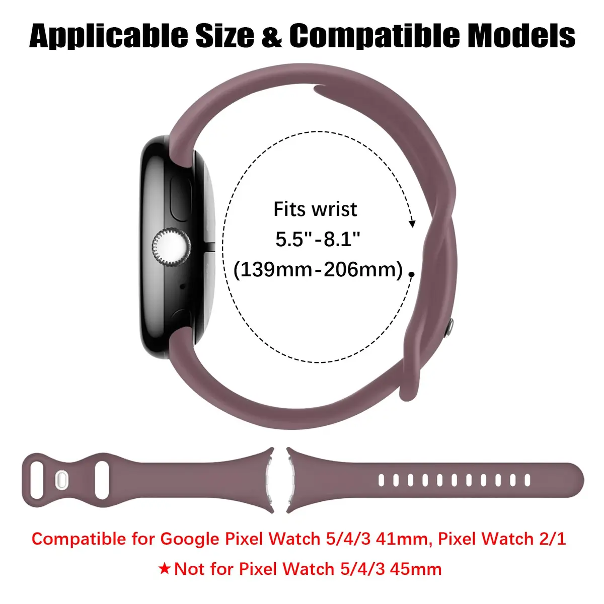 HAYONLIY Thin Slim Band Compatible for Google Pixel Watch 5/4/3 41mm | Slim, Silicone, Adjustable - view 5