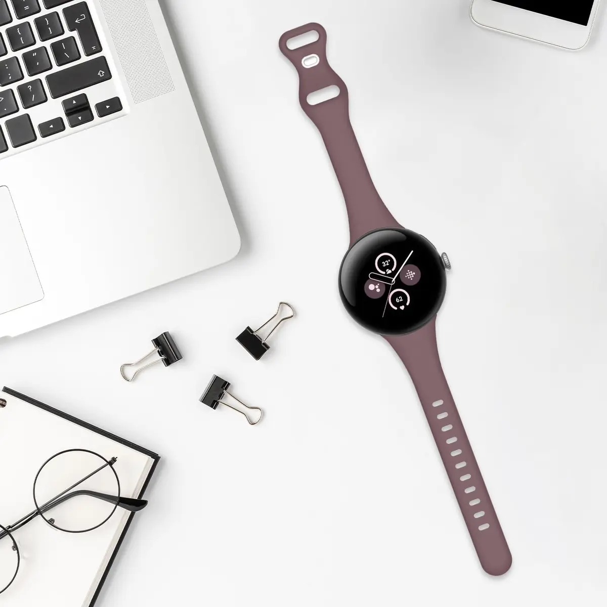 HAYONLIY Thin Slim Band Compatible for Google Pixel Watch 5/4/3 41mm | Slim, Silicone, Adjustable - view 3