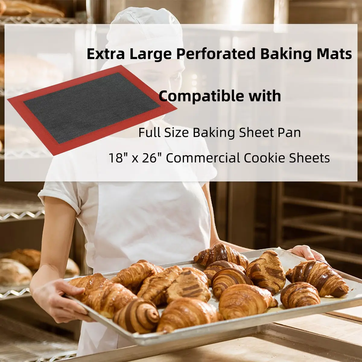 Amyandone Perforated Silicone Baking Mat 40cm x 62cm (16.5" x 24.5") | Non-Stick Commercial Oven Liner - view 8
