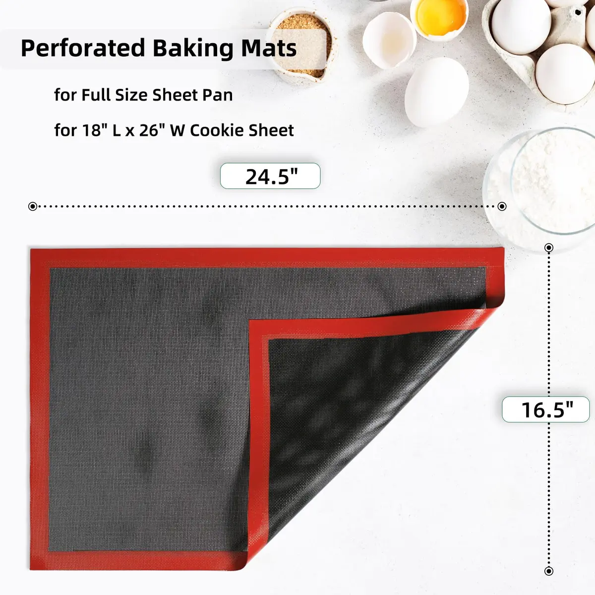 Amyandone Perforated Silicone Baking Mat 40cm x 62cm (16.5" x 24.5") | Non-Stick Commercial Oven Liner - view 2