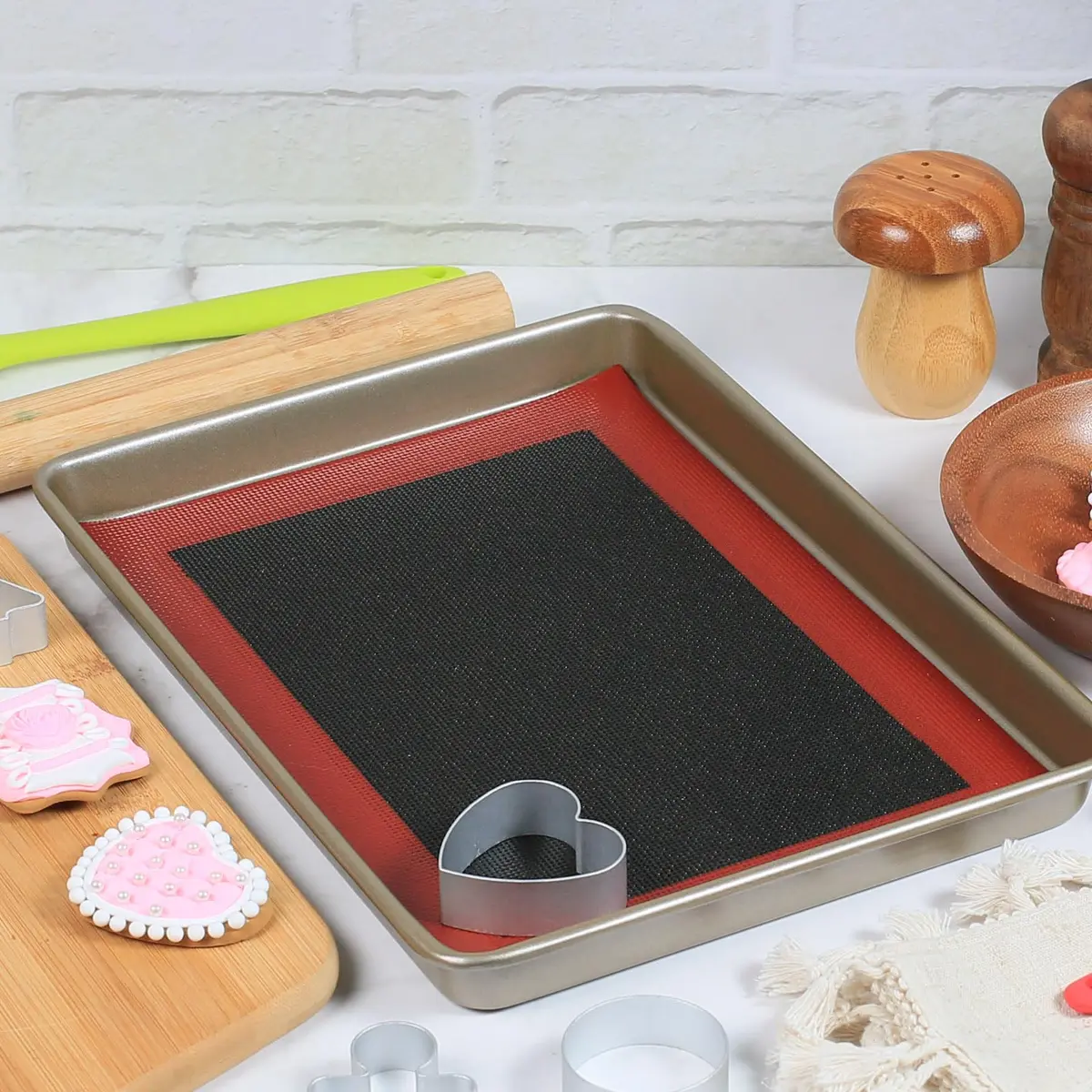 Amyandone Perforated Silicone Baking Mats for Quarter Sheet 2 Pcs | Non-Stick, Reusable, 8.3x11.8 inch, Compatible with 9x13 Cookie Sheet - view 6