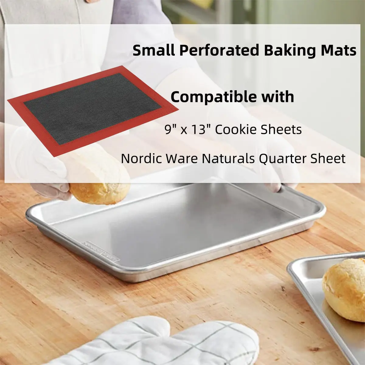 Amyandone Perforated Silicone Baking Mats for Quarter Sheet 2 Pcs | Non-Stick, Reusable, 8.3x11.8 inch, Compatible with 9x13 Cookie Sheet - view 9
