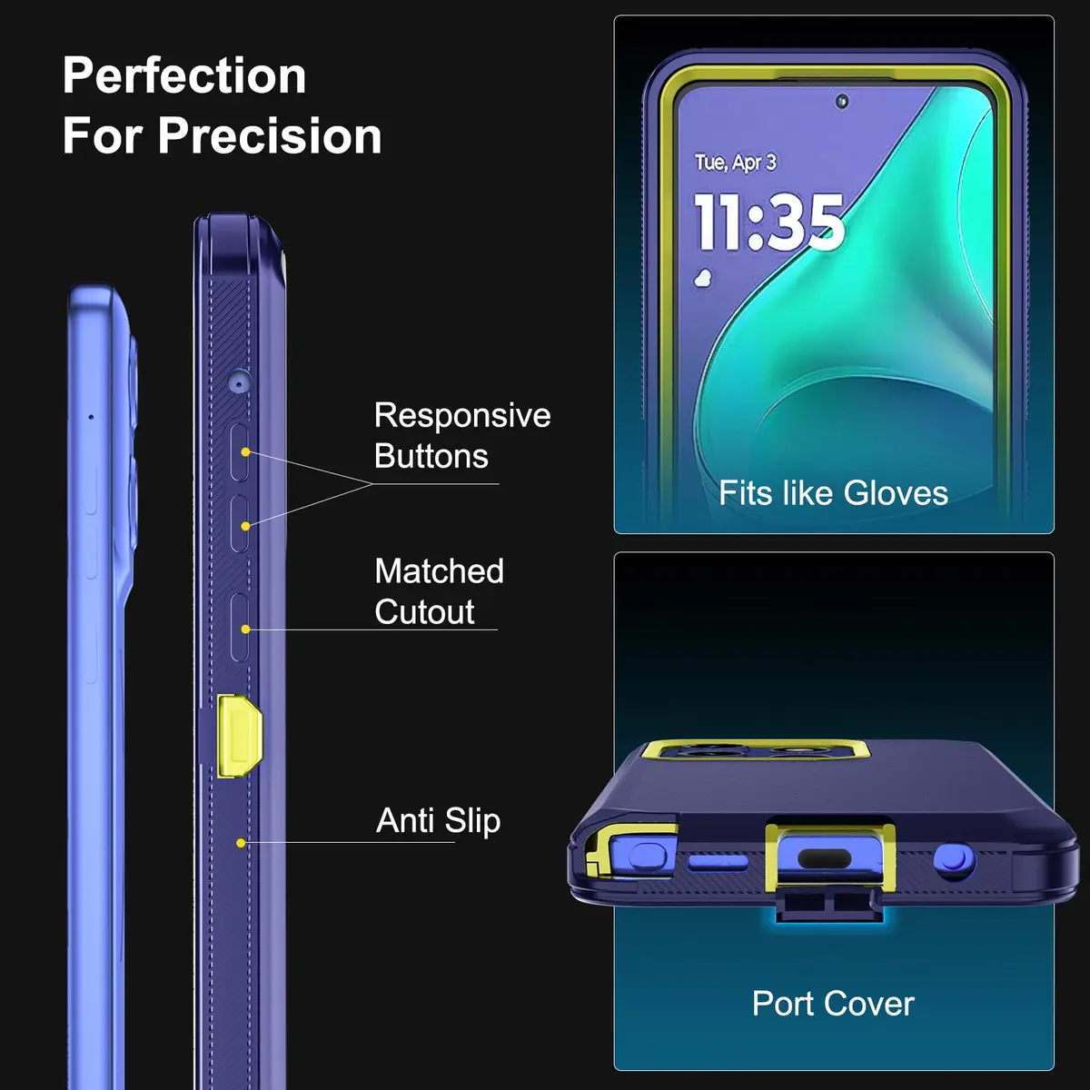 Jiunai Moto G Stylus 2025/2026 Case (6.7-inch Display) | Heavy Duty Dual Layer Protection with Port Cover - view 5