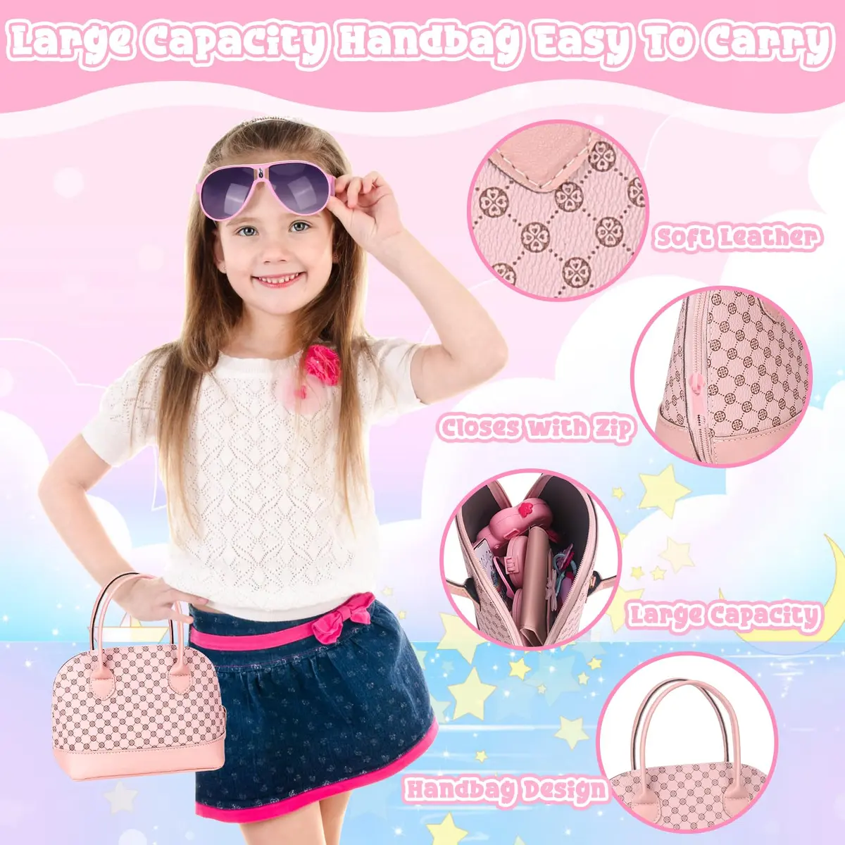 KUBUSFLY Play Purse 35PCS with Camera Makeup for Girls 3-12 | Princess Pretend Play Set - view 2