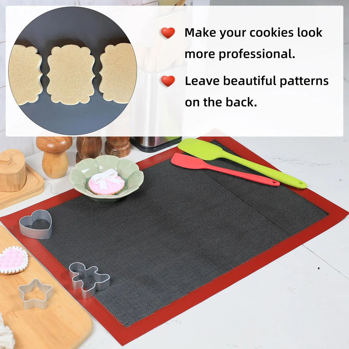 Amyandone Perforated Silicone Baking Mat 40cm x 50cm (15.7" x 19.7") | Non-Stick Eclair Mat for Two-Thirds Sheet Pans - view 5