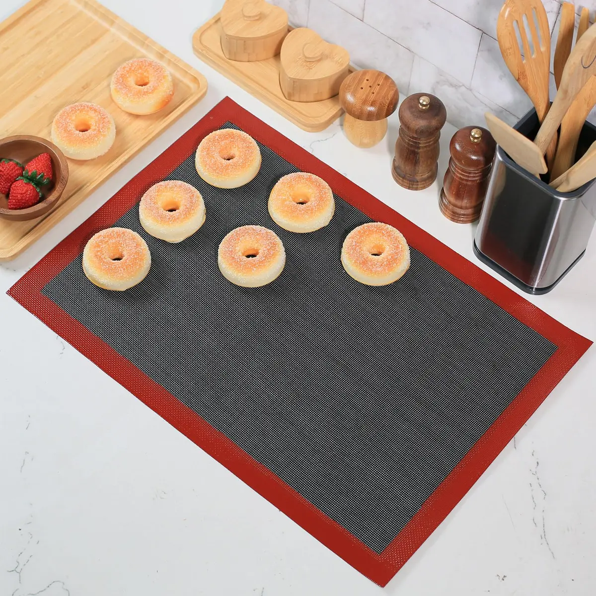 Amyandone Perforated Silicone Baking Mat 40cm x 50cm (15.7" x 19.7") | Non-Stick Eclair Mat for Two-Thirds Sheet Pans - view 6