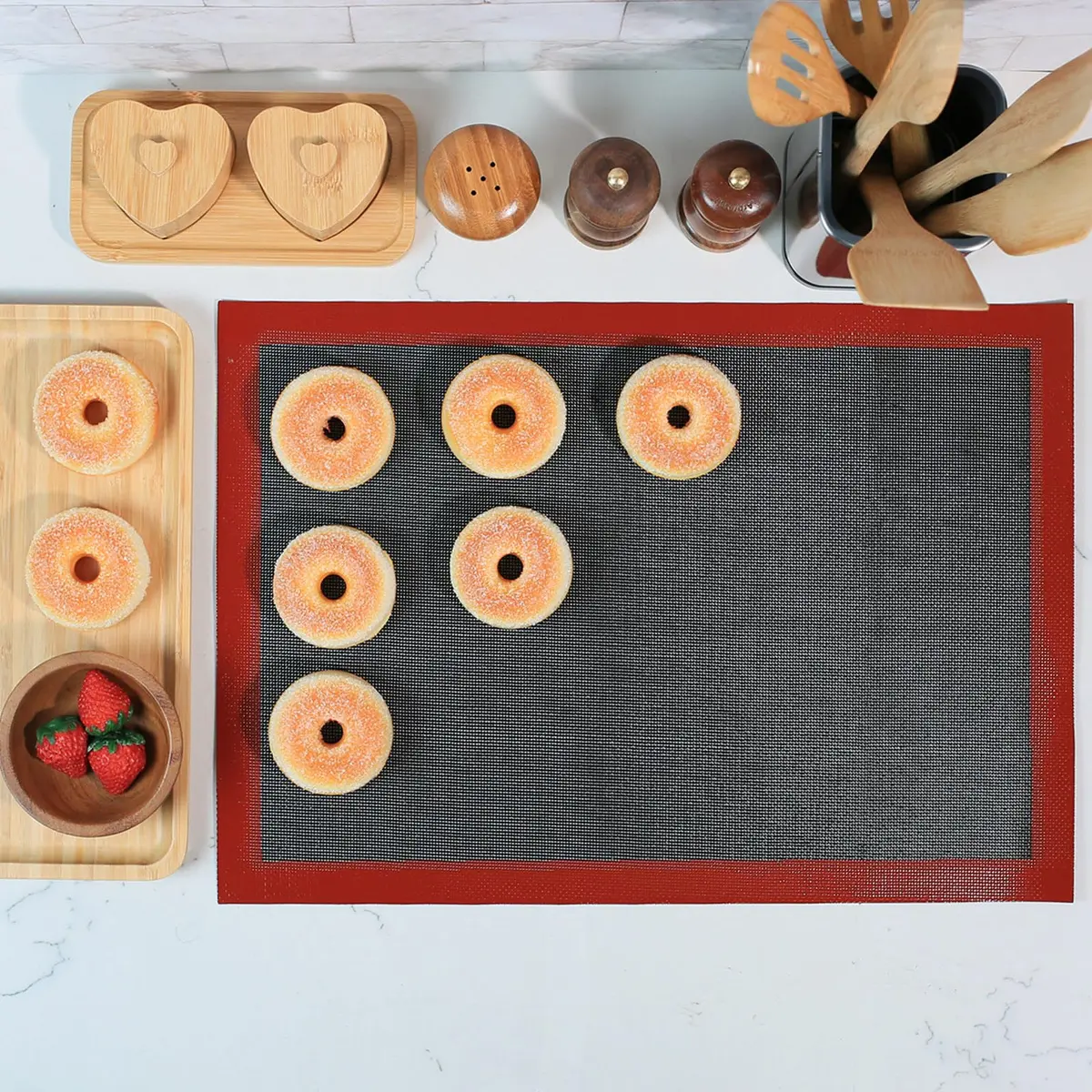 Amyandone Perforated Silicone Baking Mat 40cm x 50cm (15.7" x 19.7") | Non-Stick Eclair Mat for Two-Thirds Sheet Pans - view 7