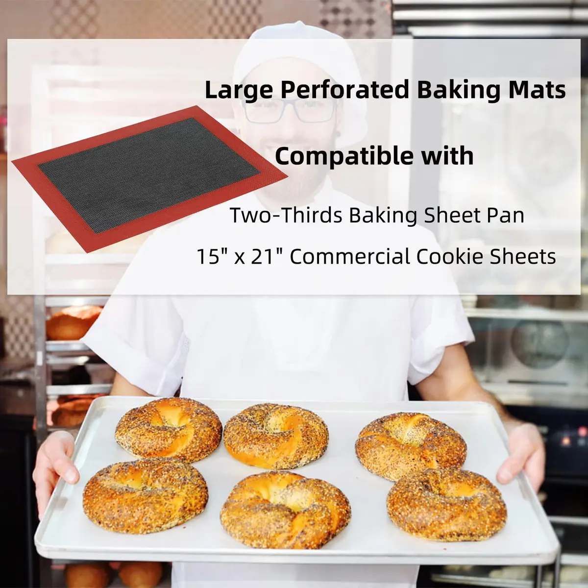 Amyandone Perforated Silicone Baking Mat 40cm x 50cm (15.7" x 19.7") | Non-Stick Eclair Mat for Two-Thirds Sheet Pans - view 8