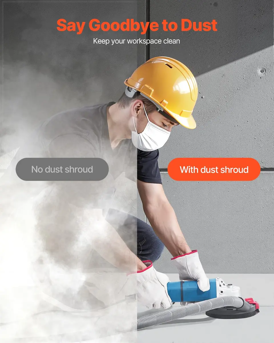 VEVOR Angle Grinder Dust Shroud with 5-inch Diamond Wheel & Vacuum Adapter | 1.02 kg (2.25 lb) - view 5
