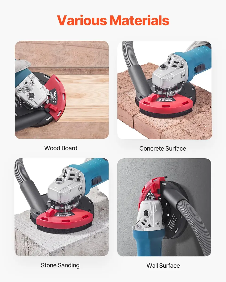 VEVOR Angle Grinder Dust Shroud with 5-inch Diamond Wheel & Vacuum Adapter | 1.02 kg (2.25 lb) - view 6
