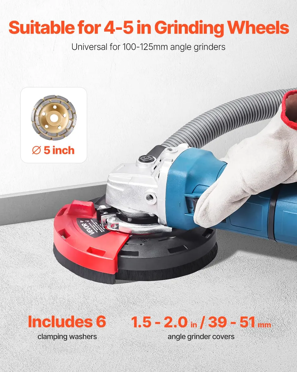 VEVOR Angle Grinder Dust Shroud with 5-inch Diamond Wheel & Vacuum Adapter | 1.02 kg (2.25 lb) - view 2