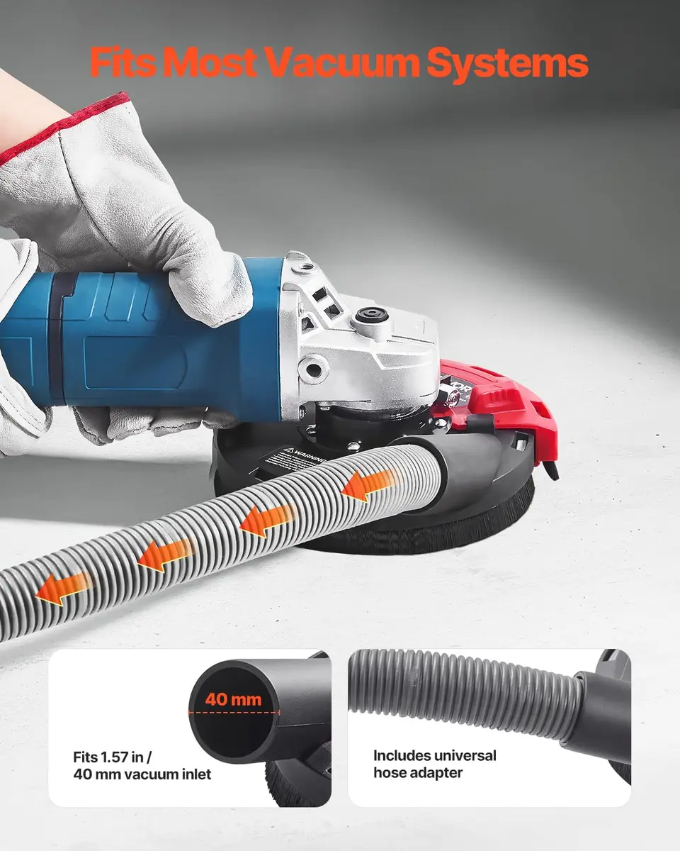 VEVOR Angle Grinder Dust Shroud with 5-inch Diamond Wheel & Vacuum Adapter | 1.02 kg (2.25 lb) - view 4
