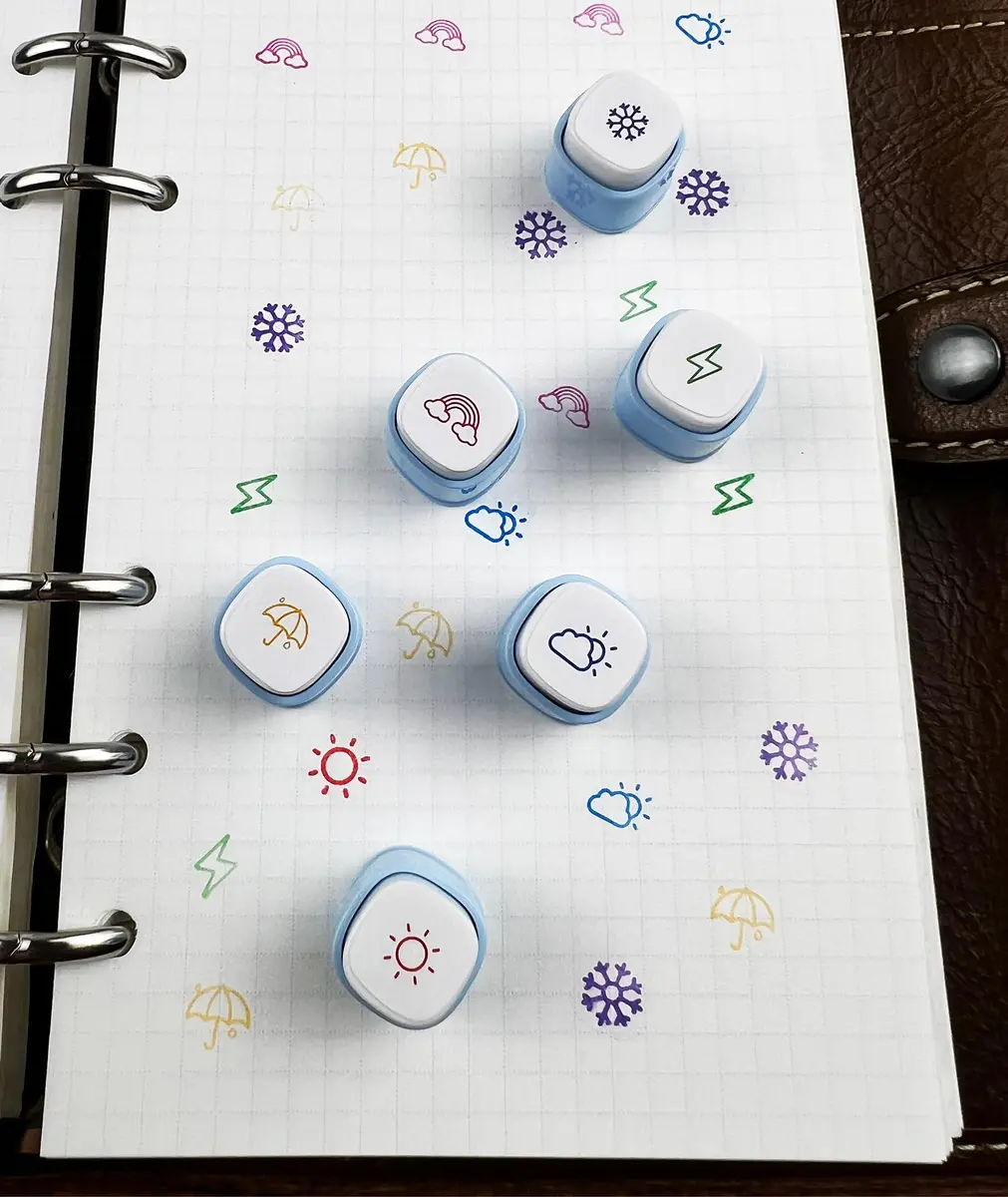 ZMLSED 6-in-1 Self-Inking Planner Stamp Set - Weather Icons, 10mm Stamps | For Bullet Journaling & Scrapbooking - view 4