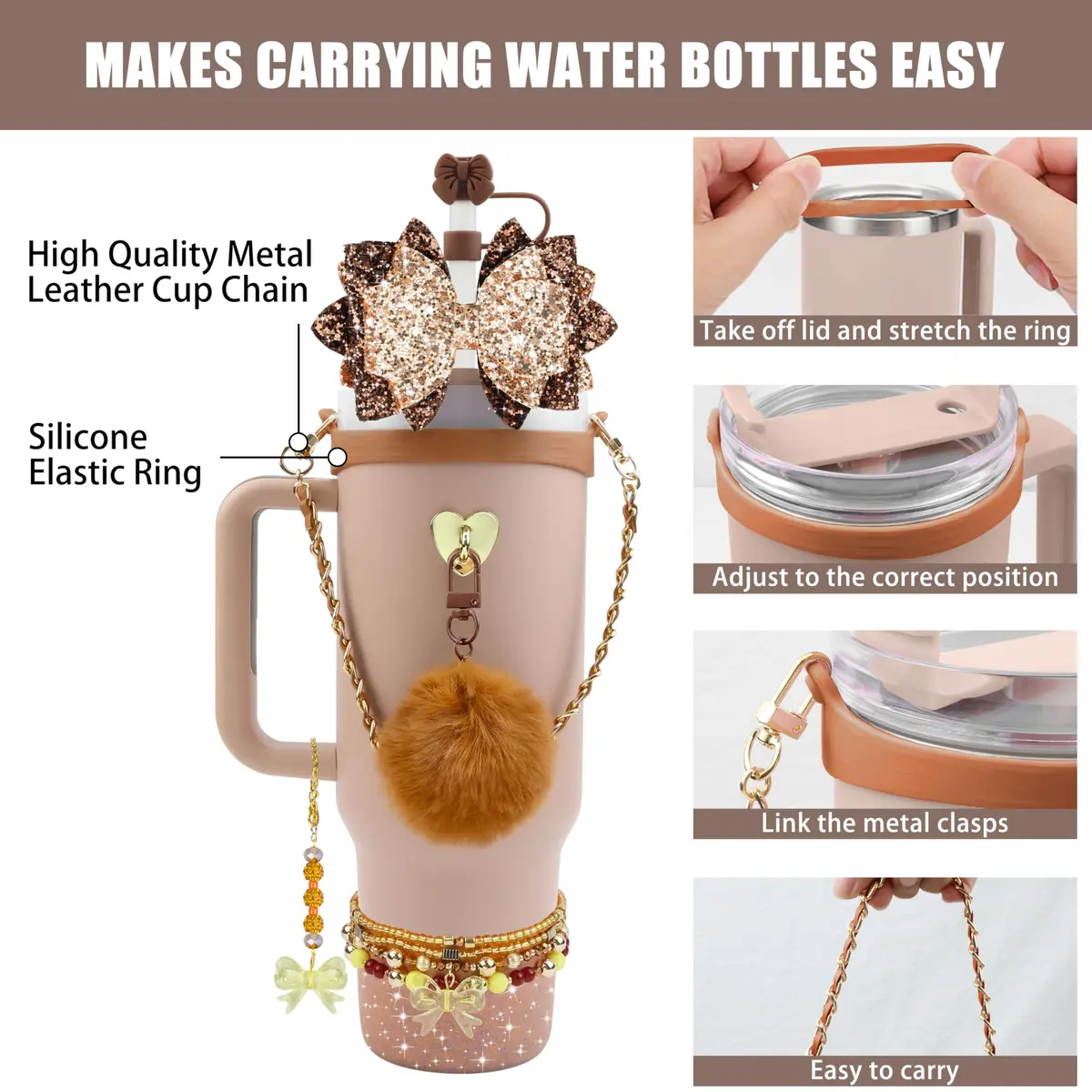 Hpebl 11PCS Bow Accessories for Stanley Cup Tumbler 30 40oz | Unique Decor & Protection - view 2