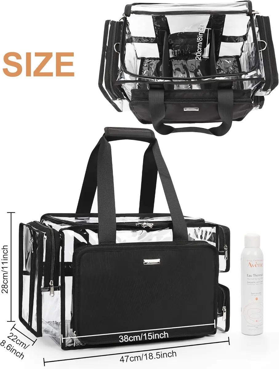Relavel Extra Large Makeup Case and Clear Makeup Bag | Professional Travel Cosmetic Organizer with Adjustable Dividers & Shoulder Strap - view 3