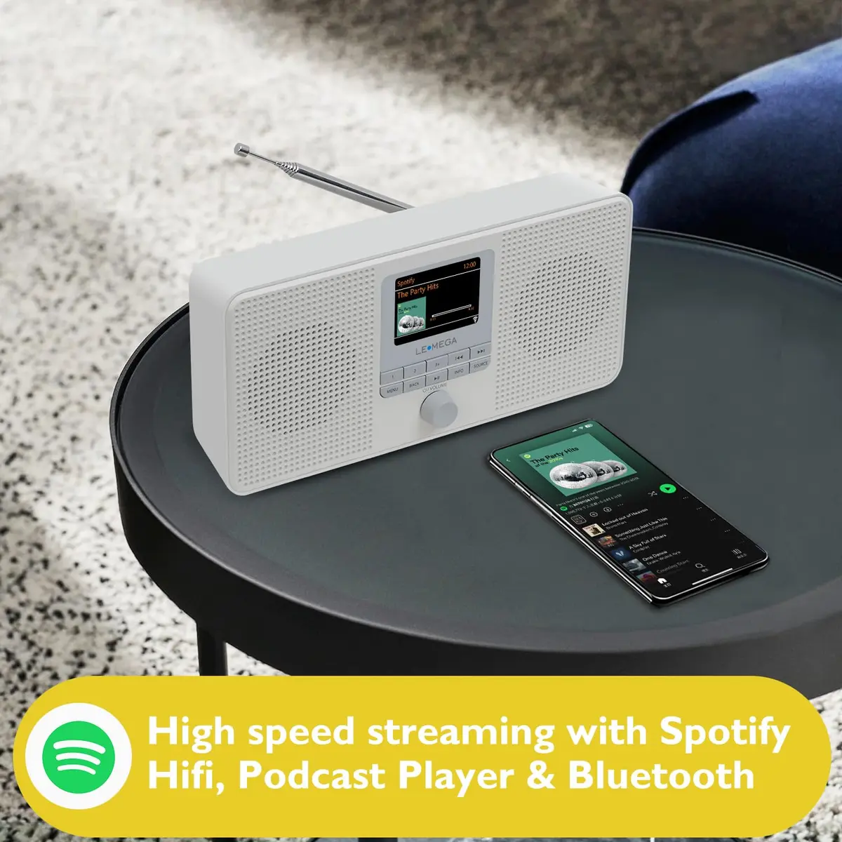 LEMEGA IR4S Internet Radio, Bluetooth, FM, Podcasts, Spotify, Portable Stone Grey | 30,000+ Stations - view 2