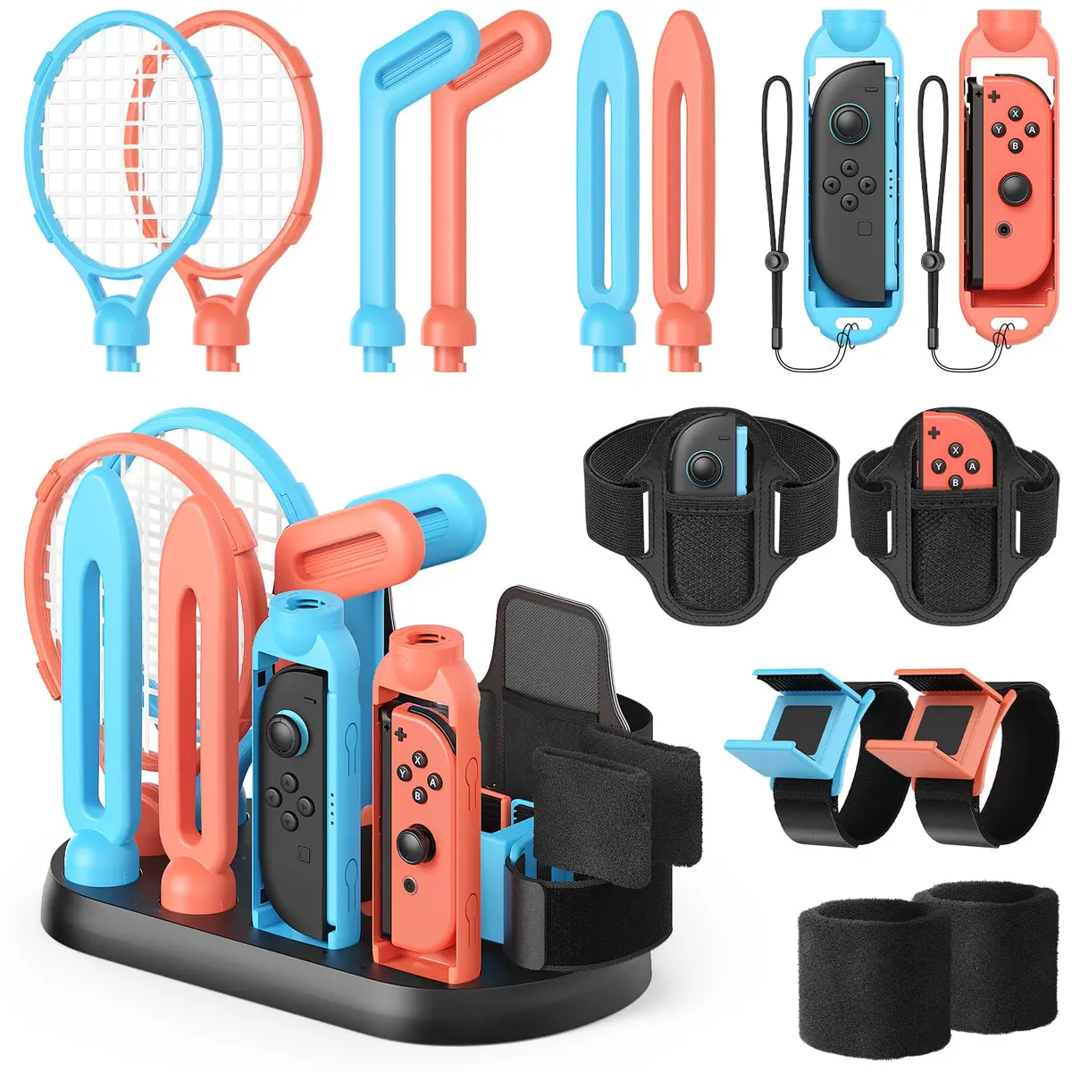 MENEEA Switch Sports Accessories Bundle with Organizer Station for Nintendo Switch 2/1/OLED | 2-Player Pack - main product image