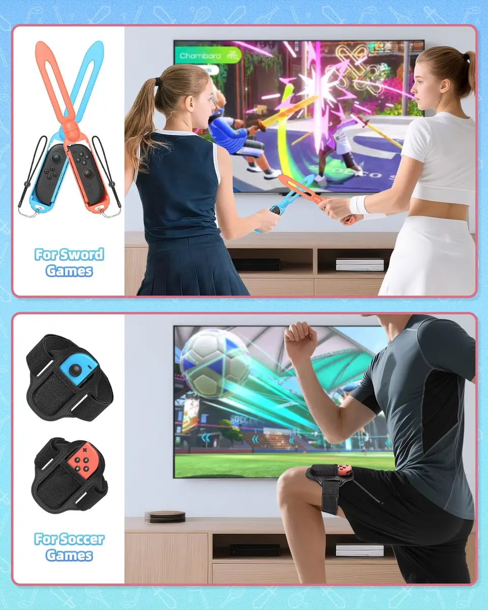 MENEEA Switch Sports Accessories Bundle with Organizer Station for Nintendo Switch 2/1/OLED | 2-Player Pack - view 6
