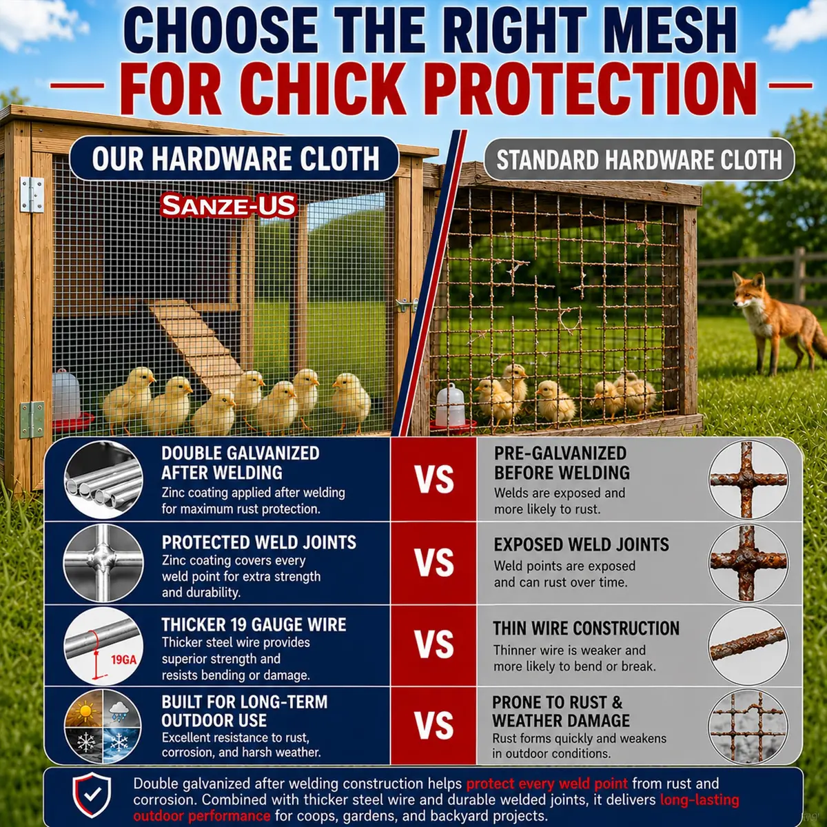 SANZEUS Hardware Cloth 1/2 Inch 24in x 50ft | Durable Galvanized Steel Mesh for Garden & Poultry - view 6