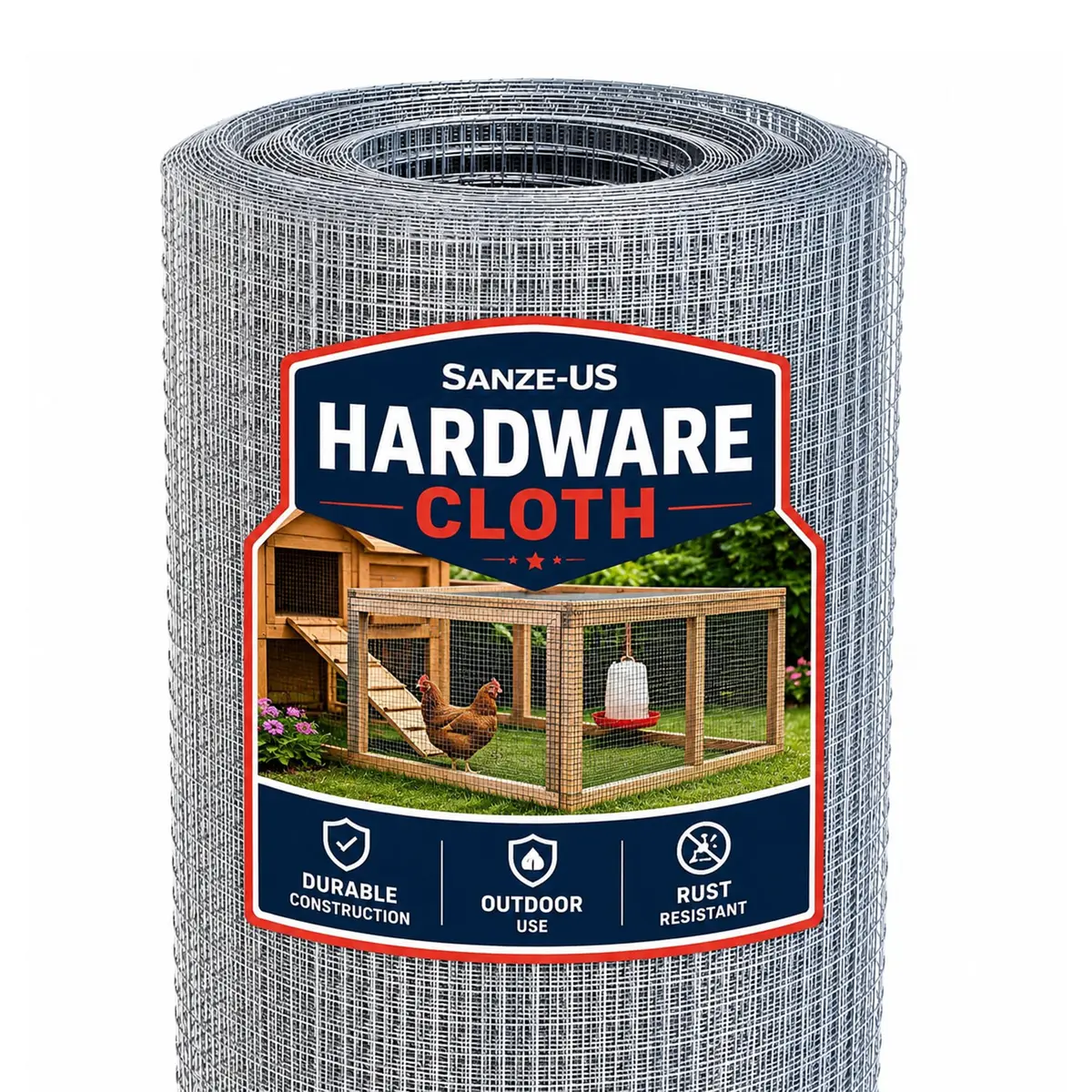 SANZEUS Hardware Cloth 1/4 Inch 24in x 50ft | Durable Galvanized Steel Mesh for Garden & Animal Protection - main product image