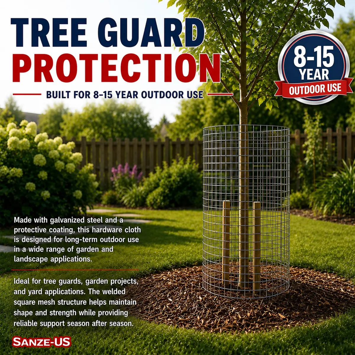 SANZEUS Hardware Cloth 1/4 Inch 24in x 50ft | Durable Galvanized Steel Mesh for Garden & Animal Protection - view 3
