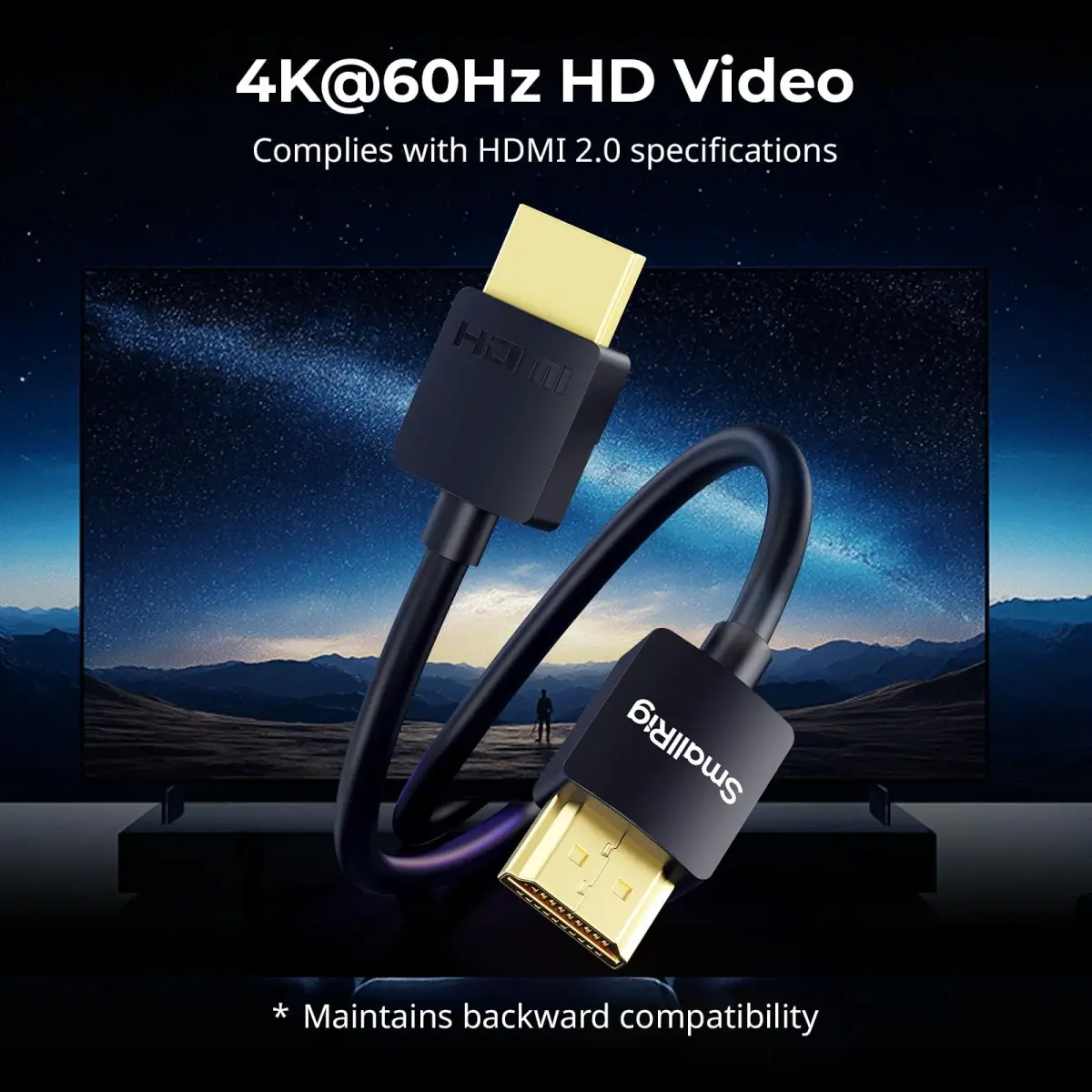 SMALLRIG Coiled HDMI Cable 2.0 (A to A) 1.2m (47.1in) | 4K@60Hz 18Gbps High Speed Data Transmission - view 3