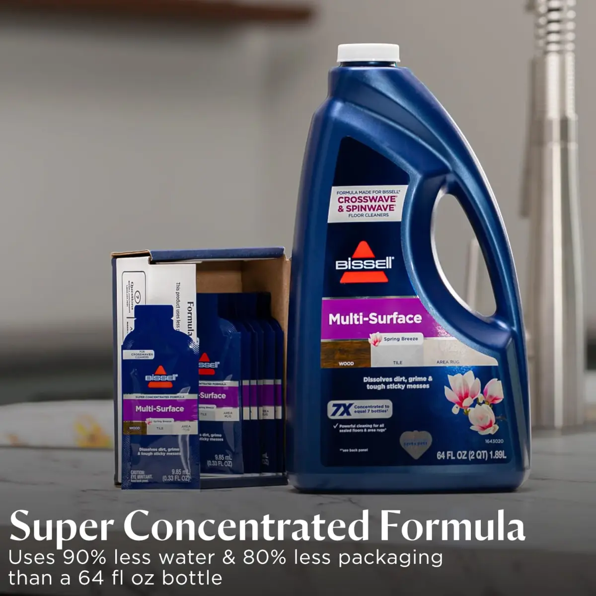 Bissell Multi-Surface Super Concentrate Solution Pouches 14-Count | Eco-Friendly Formula for Hard Floors & Rugs - view 6