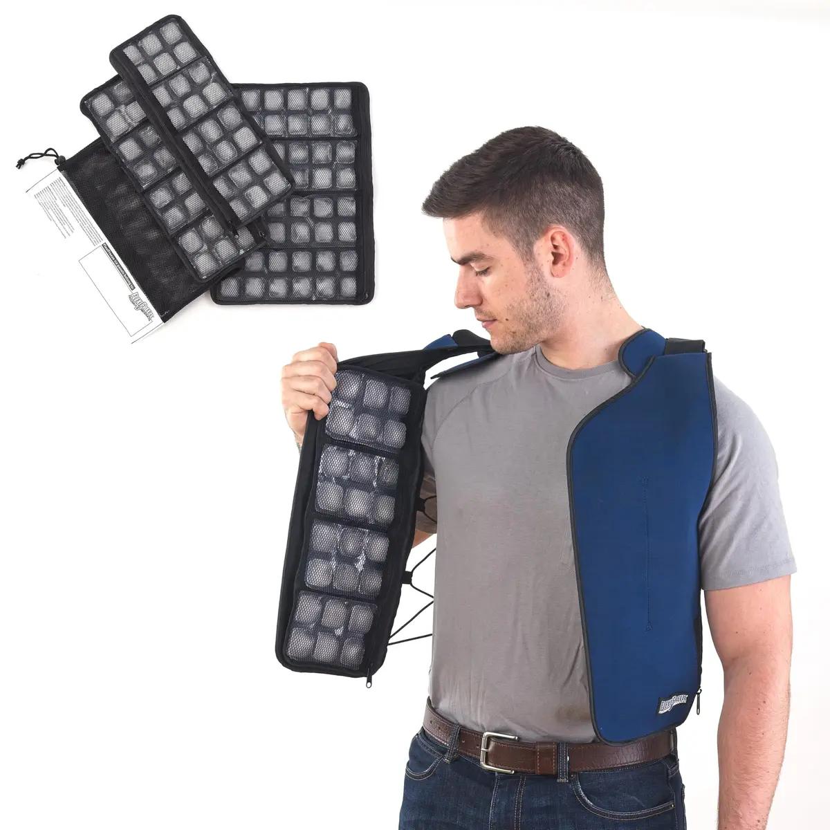 FlexiFreeze Personal Ice Vest – Cooling Vest for Hot Weather (Zipper Closure) (Vest + Extra Panel Bundle) - main product image