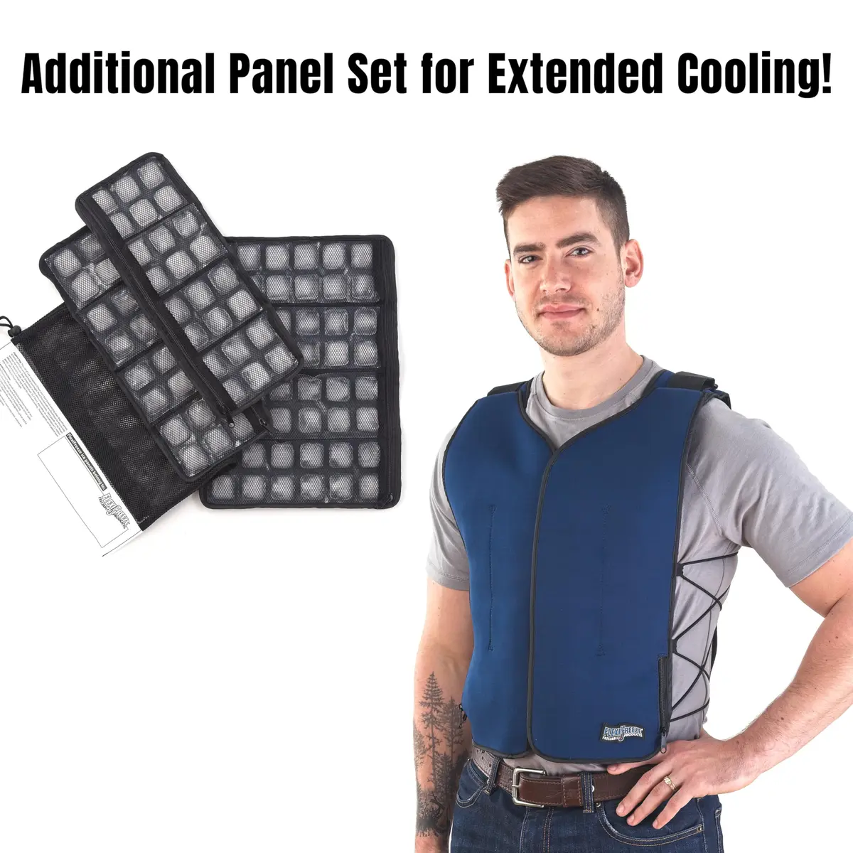 FlexiFreeze Personal Ice Vest – Cooling Vest for Hot Weather (Zipper Closure) (Vest + Extra Panel Bundle) - view 2
