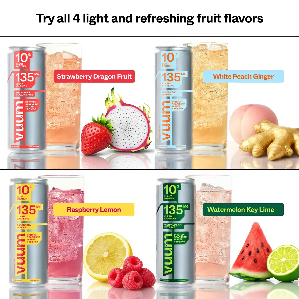 VUUM Sparkling Protein Drink, 12 Fl Oz (Pack of 12) | Watermelon Key Lime, Sugar-Free, 10g Plant Protein - view 8