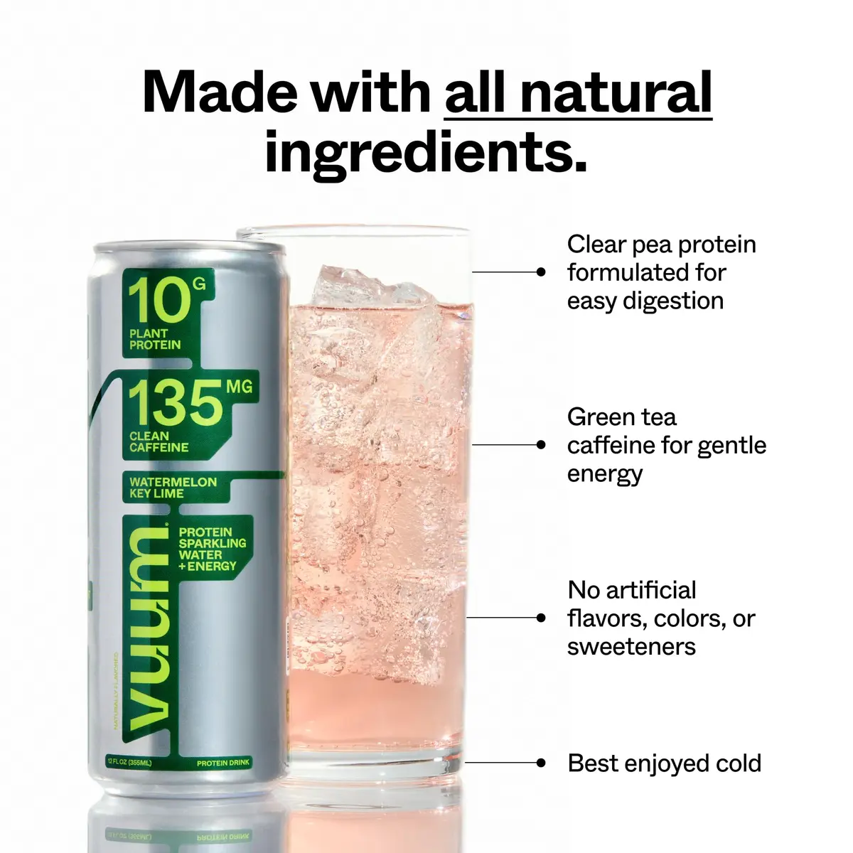 VUUM Sparkling Protein Drink, 12 Fl Oz (Pack of 12) | Watermelon Key Lime, Sugar-Free, 10g Plant Protein - view 4