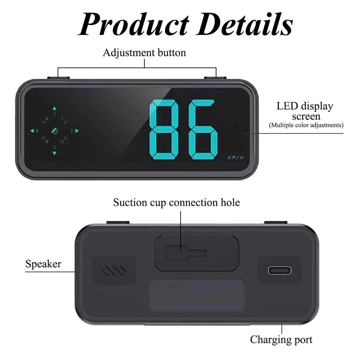 GUGUMO GPS Digital Speedometer for Car MPH | Universal HUD Speed Meter with LED Large Font - view 5