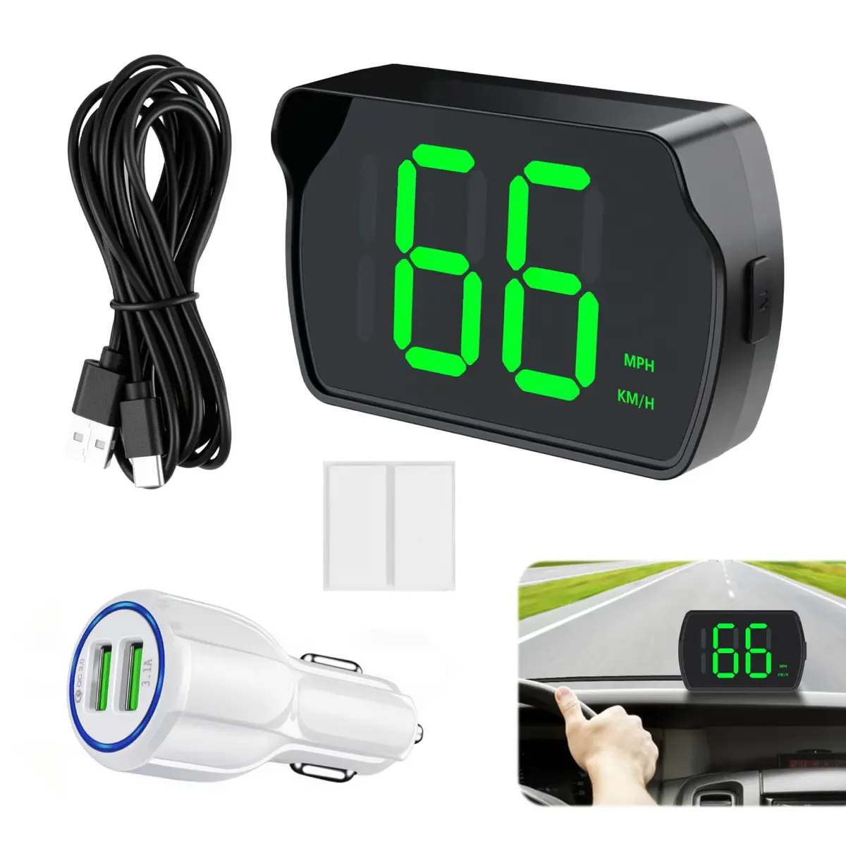 GUGUMO GPS Digital Speedometer for Car MPH | Universal HUD Speed Meter with LED Large Font & USB Cable - view 7